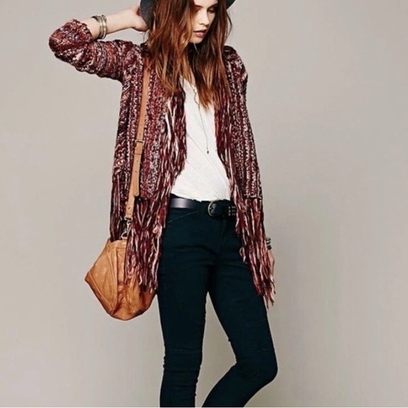 Free People Sweaters - Free People Birkenstock Fringe Knit Alpaca and Wool Drape Cardigan M Boho Indie‎